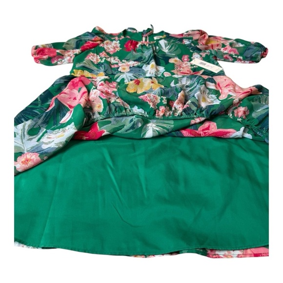 Eliza J Women’s Floral Balloon Sleeve Knee Length Dress InGreen& Pink Floral 10 - Picture 11 of 14